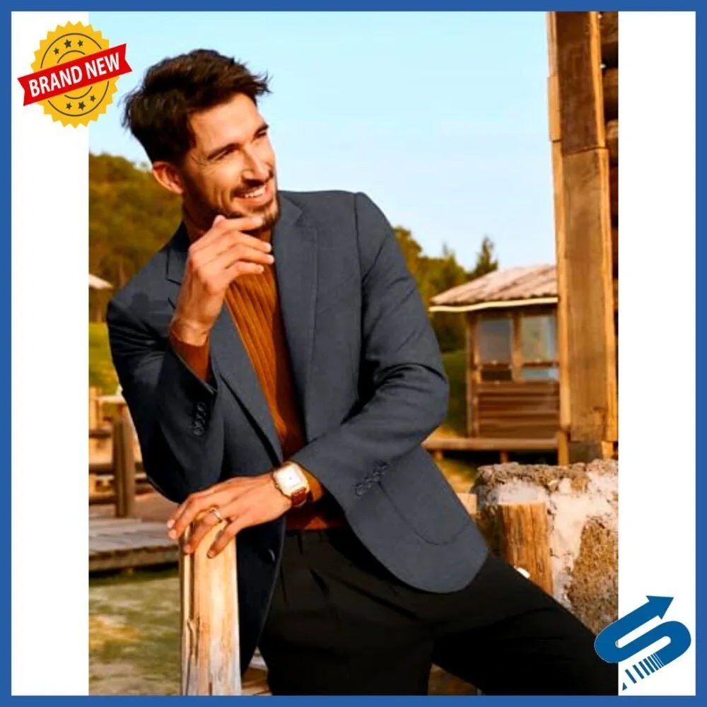 Men's Slim Fit Blazer Lightweight Pattern Lined Notch Lapel Sport Coat